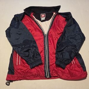 Wilson Vintage Unisex Red and Navy Windbreaker Jacket EUC Size L